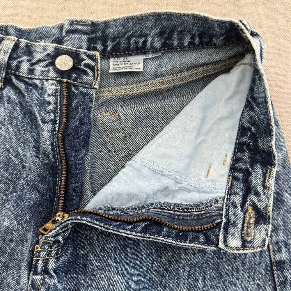 Vintage Code Bleu Acid Wash Denim Shorts High Rise Made in Japan Size 31